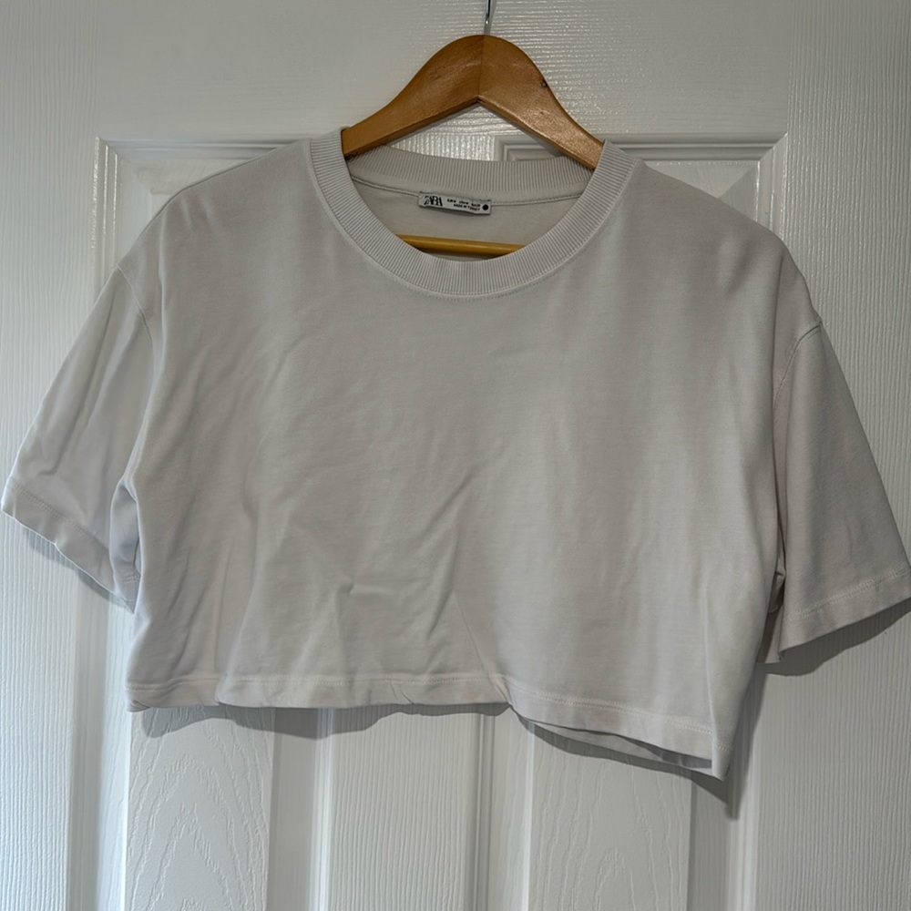 ZARA Cropped White Tee